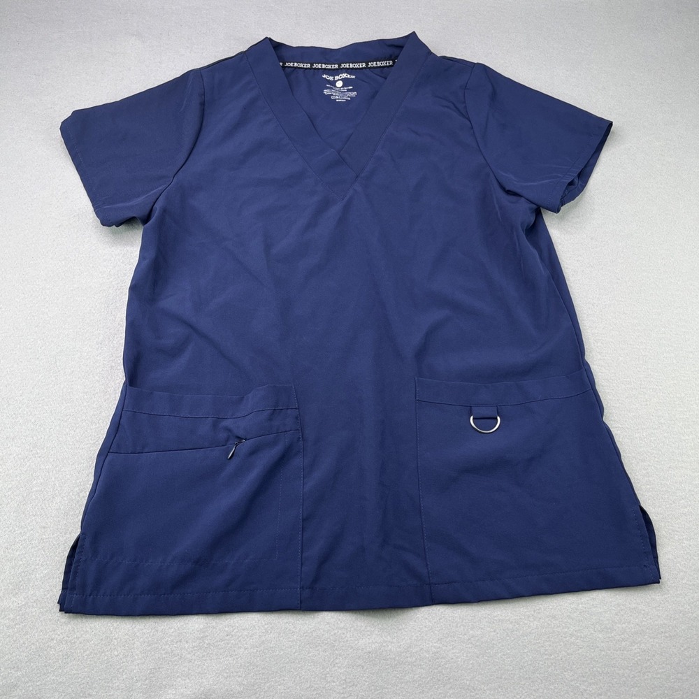 Joe Boxer Women's Size Medium Blue Scrub Top V-Neck with Front Pockets